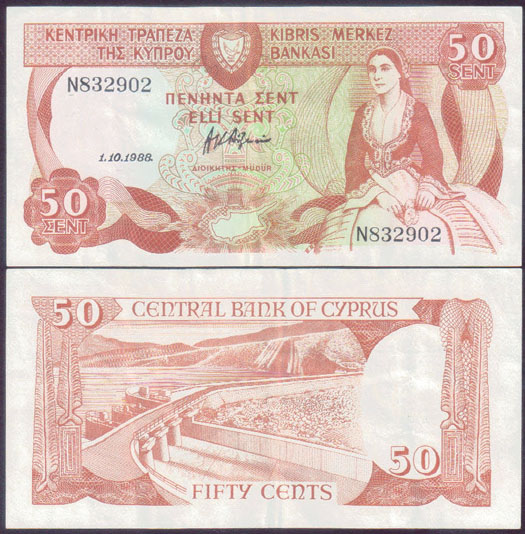 1988 Cyprus 50 Cents L001610